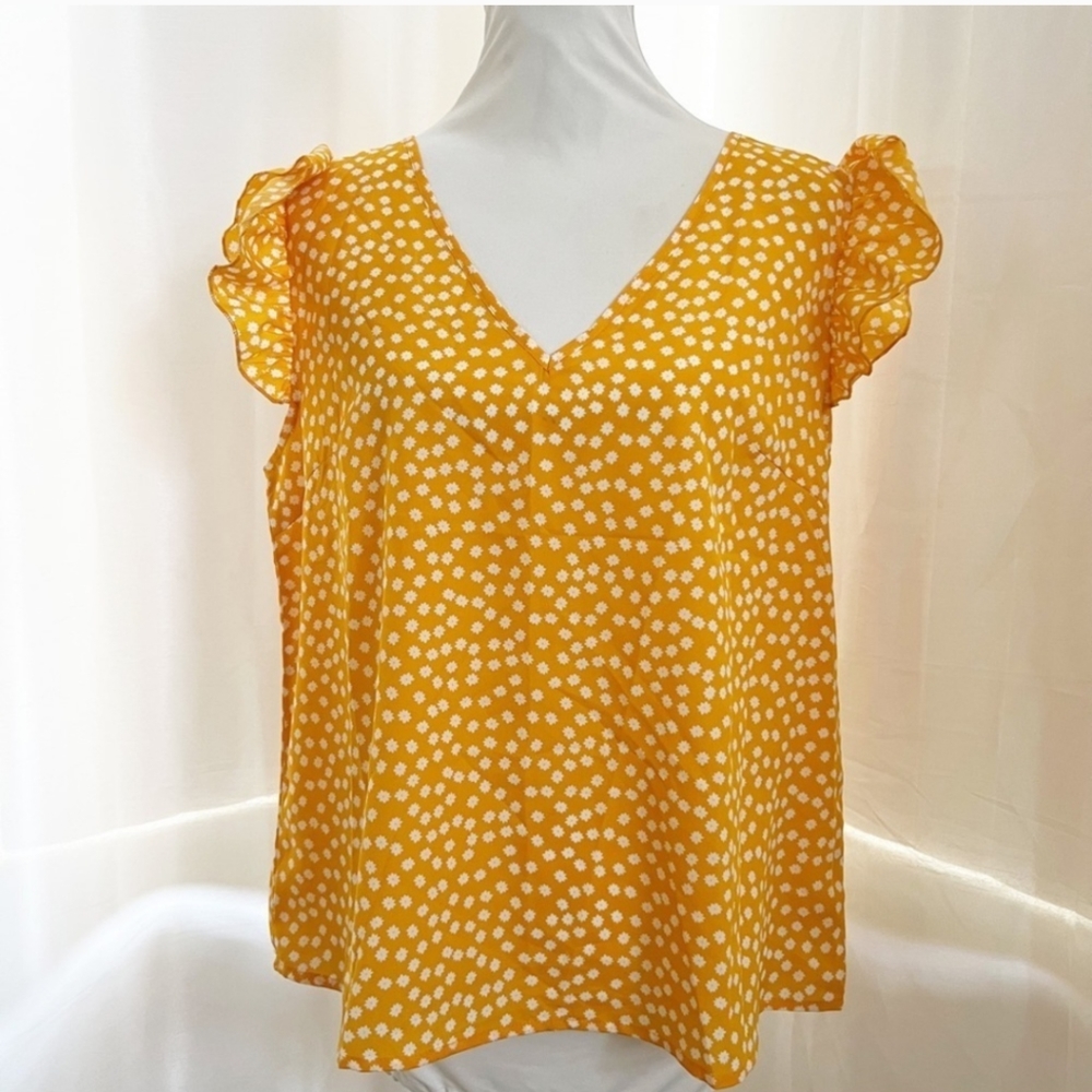 Ditsy Floral v Neck Butterfly Sleeve Top Size XL/12